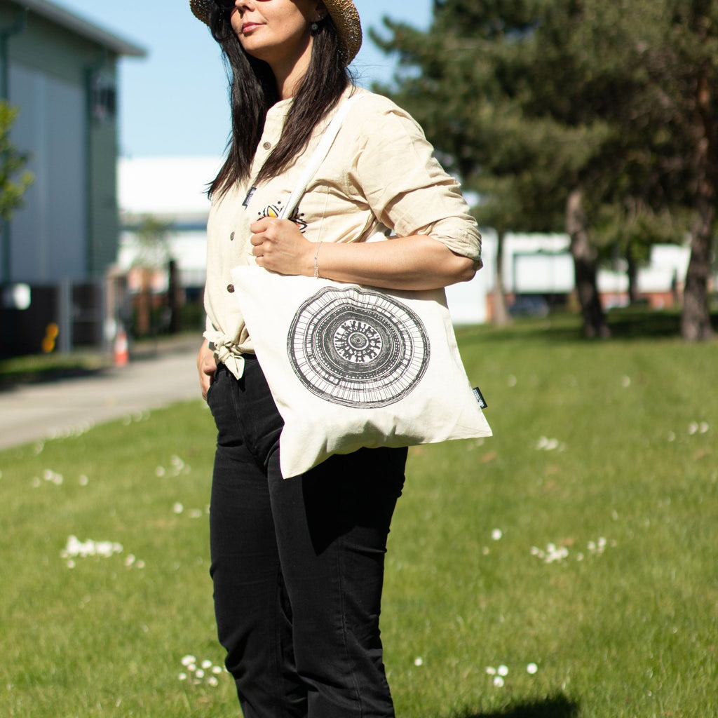 Nomad Sari Iconic Basic Tote Bag - Urban Mandala - Natural 4oz