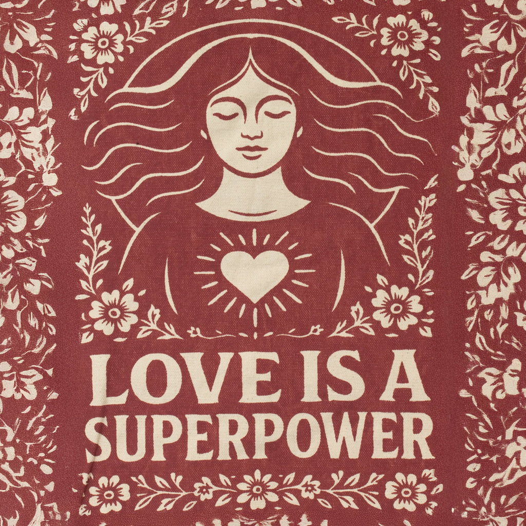 Nomad Sari Iconic Toni Tote Bag - Love is a Super Power - Natural 10oz