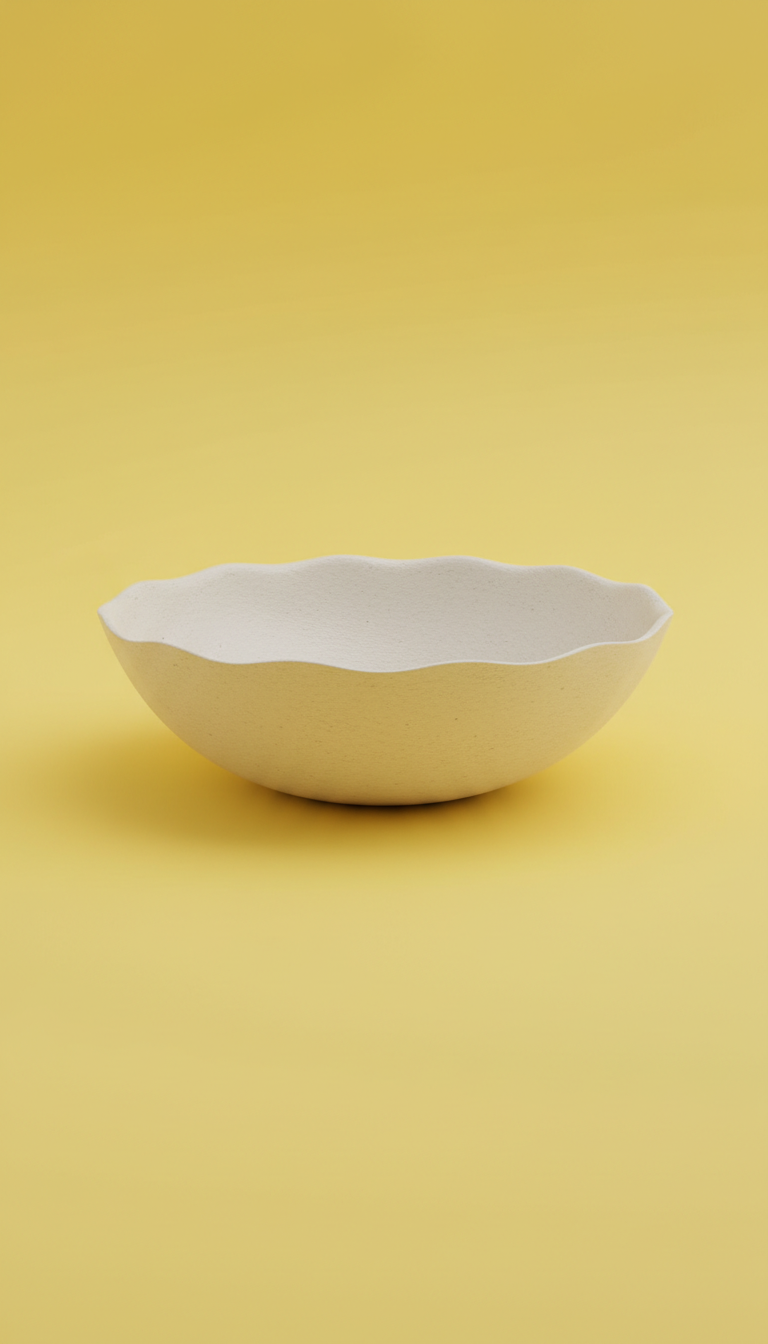 Upcycled Soft White Salad Bowl